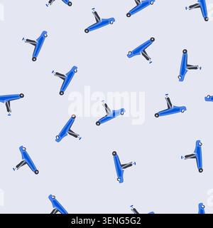 pattern blue hydraulic floor jack lifting arm and mechanism on white background, vector style illustration for automotive repair, garage maintenance, Stock Vector
