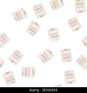 pattern income tax form cartoon. account calculator, bill finance, payment invoice income tax form sign. seamless symbol vector illustration Stock Vector