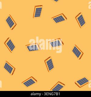 pattern device solar charger cartoon. battery panel, outdoor sustainable, renewable efficient device solar charger sign. seamless vector illustration Stock Vector