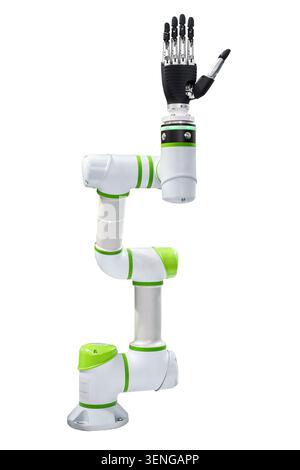 Industrial Robotic Arm Machine isolated on white background. (With clipping path) Stock Photo