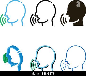 Human Voice Control Icon Vector Thin Line. Contour types Stock Vector
