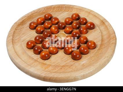 Marble solitaire isolated on white background Stock Photo