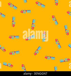 pattern caboose train toy cartoon. whistle steam, model playvintage, electric wooden caboose train toy sign. seamless vector illustration Stock Vector