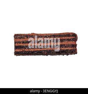 Chocolate layer cake slice isolated on white Stock Photo