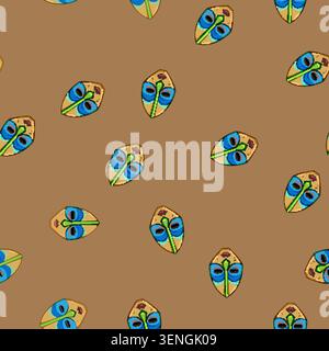 seamless pattern africa tribal mask cartoon. hawaii aztec, traditional party, summer island africa tribal mask sign vector Stock Vector