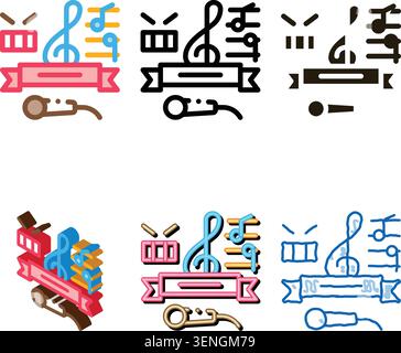 Music Lessons Graduation Icon Vector. Outline Music Lessons designs Graduation Sign. Isolated Contour Symbol Stock Vector