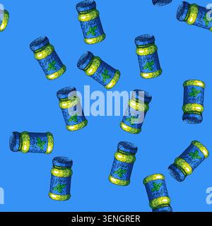 pattern pesto bottle hand drawn vector. basil food, herb glass, green oil, jar cooking, sauce cuisine, homemade healthy, fresh pesto bottle sketch ill Stock Vector