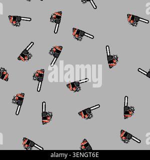 seamless pattern worker chainsaw cartoon. action climber, forest lumberjack, lumber timber worker chainsaw sign vector Stock Vector