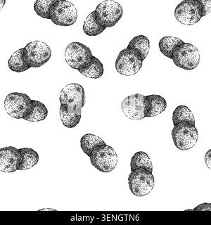 seamless pattern oatmeal oat cookies hand drawn. bowl cereal, porridge breakfast, healthy blueberry, food s, fruit muesli oatmeal oat cookies black sk Stock Vector