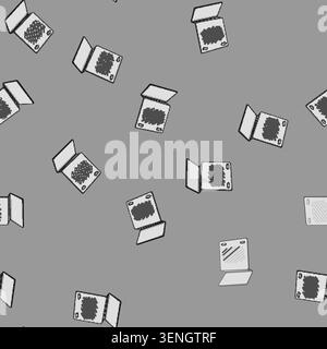 seamless pattern black laptop stand cartoon. body businessman, ergonomic computer, work executive black laptop stand sign vector Stock Vector