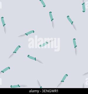 pattern tool knife camping cartoon. hiking metal, survival blade, stainless sharp tool knife camping sign. seamless vector illustration Stock Vector