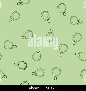 seamless pattern plantbased compostable trash bag cartoon. renewable earthfriendly, disposable degradable, plasticfree zero plantbased compostable tra Stock Vector