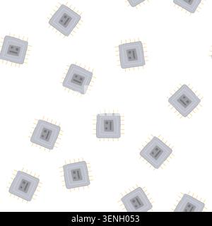 pattern electronics microchip cartoon. innovation digital, power microprocessor, nanochip data electronics microchip sign. seamless symbol vector illu Stock Vector