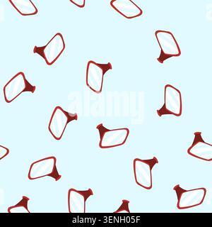 pattern side view mirror showing reflective glass and housing used on vehicles for visibility and safety while driving, illustrating mirror, reflectio Stock Vector