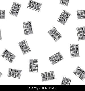 pattern button synthesizer audio cartoon. button synthesizer audio sign vector Stock Vector