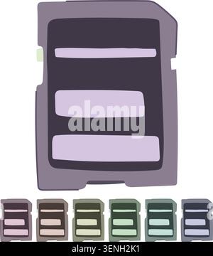 videos sd card cartoon. music data, format device, camera smartphone videos sd card sign vector Stock Vector