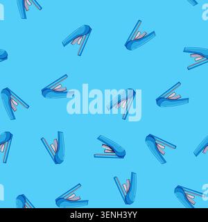 seamless pattern construction stapler cartoon. distribution factory, shipping fork, business machine construction stapler sign vector Stock Vector