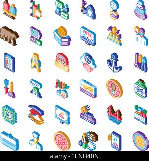 A 3D isometric icon set illustrating agentic AI concepts, enterprise ...