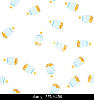 pattern bottle coin jar cartoon. glass cash, moneybox hand, business gold bottle coin jar sign. seamless symbol vector illustration Stock Vector