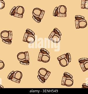 seamless pattern oriental bamboo steamer cartoon. asian dumpling, cooking wooden, empty dimsum oriental bamboo steamer sign vector Stock Vector