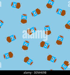 pattern dog automatic pet feeder cartoon. wifi app, schedule meal, portioner capacity dog automatic pet feeder sign. seamless vector illustration Stock Vector