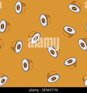 seamless pattern cup capsule coffee cartoon. cup capsule coffee sign vector Stock Vector