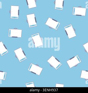 pattern digital electronic whiteboard cartoon. classroom computer, screen projector, people interactive digital electronic whiteboard sign. seamless v Stock Vector