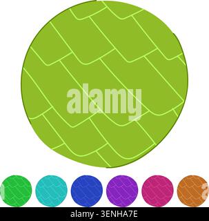 Circle ornament with traditional overlapping geometric pattern in warm brown and orange tones, creating textured, seamless decorative tile ideal for b Stock Vector