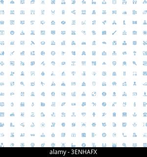 Blue linear vector icon collection illustrating concepts related to business, technology, communication, and global themes, suitable for web and app d Stock Vector