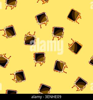 seamless pattern spaceship fire game button cartoon. robot 2d, planet sun, web element spaceship fire game button sign vector Stock Vector