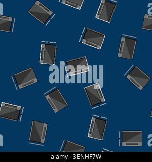 seamless pattern gadget pen display cartoon. digital tablet, technology computer gadget pen display sign vector Stock Vector