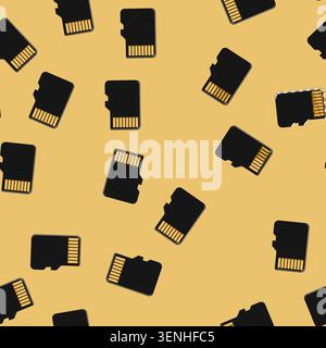 seamless pattern micro memory card cartoon. black sim, pictogram web micro memory card sign vector Stock Vector