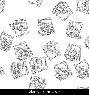 seamless pattern clause contract hand drawn. party negotiation, breach enforceability, indemnity liability clause contract black sketch illustration Stock Vector