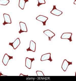 pattern side view mirror showing reflective glass and housing used on vehicles for visibility and safety while driving, illustrating mirror, reflectio Stock Vector