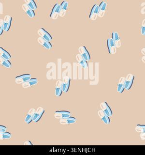 pattern lifestyle kid slippers cartoon. animal casual, bedroom s, fluffy holiday lifestyle kid slippers sign. seamless vector illustration Stock Vector