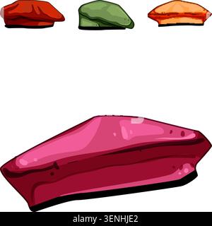 Assorted military berets in red, green and orange beside a maroon casket on white background, evoking ceremonial remembrance, honor and solemn tribute Stock Vector