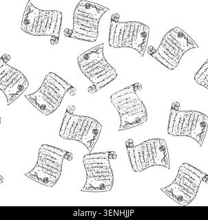 seamless pattern party contract hand drawn. negotiation breach, enforceability indemnity, liability confidentiality party contract black sketch illust Stock Vector