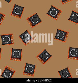 seamless pattern rock guitar amplifier cartoon. rock guitar amplifier sign vector Stock Vector