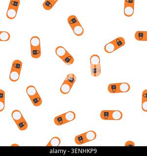 pattern user interface element depicting a secured padlock on an orange toggle switch, representing a locked state for privacy, security, and restrict Stock Vector