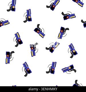 pattern Futuristic blue laser tag blaster with safety features, handheld design for recreational combat and team play, ideal for parties, childrens ga Stock Vector