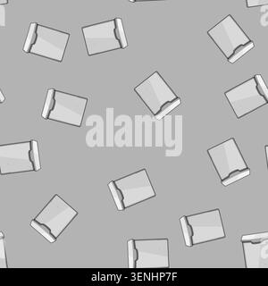 seamless pattern Simple gray wall mounted mailbox on white background, empty and ready to receive letters and parcels, symbolizing postal communicatio Stock Vector