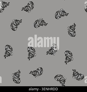 seamless pattern Gray smoke vapor rising and twisting upwards, representing steam, aroma, exhaust, or a swirling abstract element in a clean, isolated Stock Vector