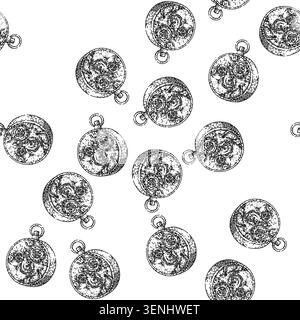 seamless pattern retrofuturism steampunk device hand drawn. brass gears, clockwork anachronism, cogwheel steam retrofuturism steampunk device black sk Stock Vector