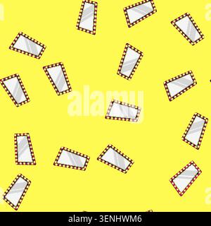 seamless pattern light makeup mirror frame cartoon. bulb theater, table actor, vanity backstage light makeup mirror frame sign vector Stock Vector