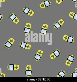 seamless pattern vehicle car diagnostic scanner cartoon. check system, code reader, ecu technician vehicle car diagnostic scanner sign vector Stock Vector