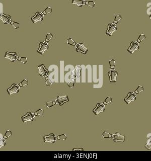 seamless pattern fashion zipper puller cartoon. fasteners line, textile apparel, collection flat fashion zipper puller sign vector Stock Vector