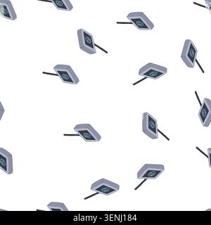 pattern sensor fingerprint scanner cartoon. recognition device, mobile smartphone, privacy verification sensor fingerprint scanner sign. seamless symb Stock Vector