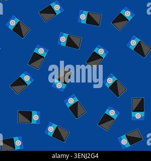 seamless pattern stereo mp3 player cartoon. stereo mp3 player sign vector Stock Vector