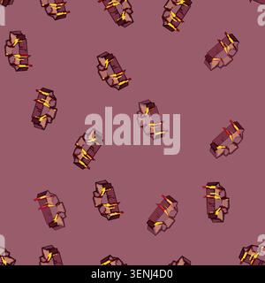 seamless pattern Stylized rock formation showcasing glowing molten lava flowing through cracks and dripping over the edge, creating a hazardous and dy Stock Vector