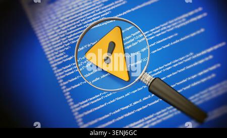 Error in computer software code. 3D illustration. Stock Photo